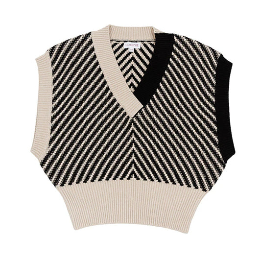 Black Lila Two Tone Knit Vest