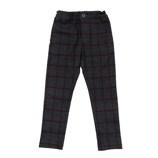 Vance Plaid Pant- Wine