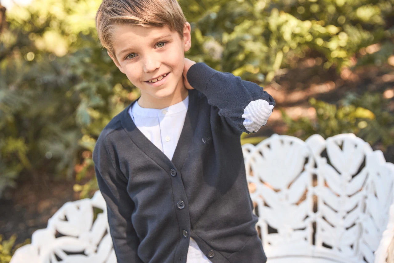 Boys Patch Cardigan- Navy Blue