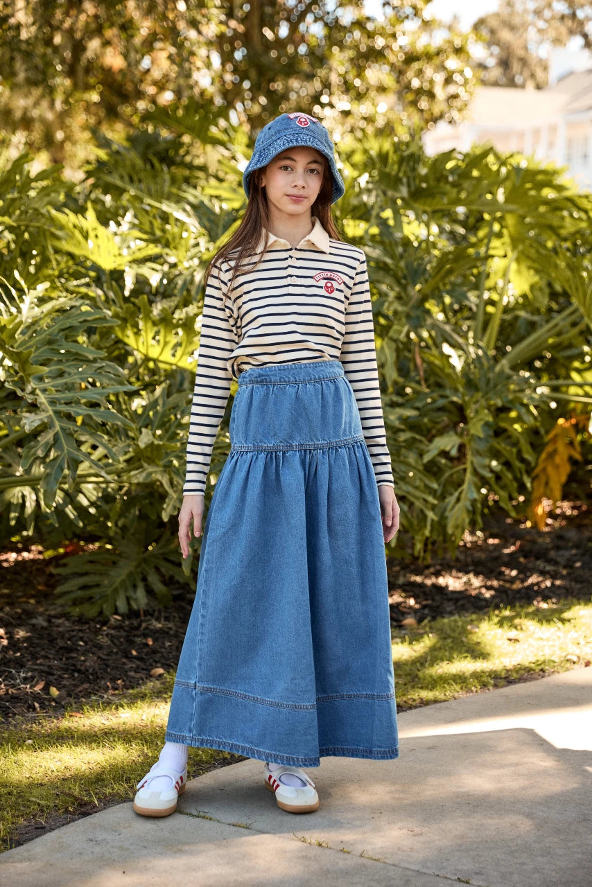 Blue Denim Maxi Skirt