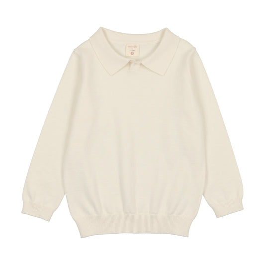 KNIT POLO LONG SLEEVE- CREAM