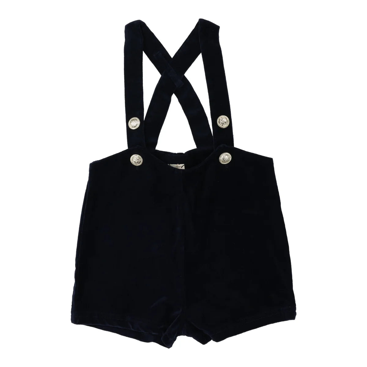 VELVET SUSPENDER SHORTS- NAVY