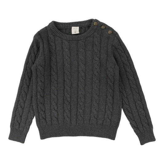 CABLE CREWNECK SWEATER- GREY