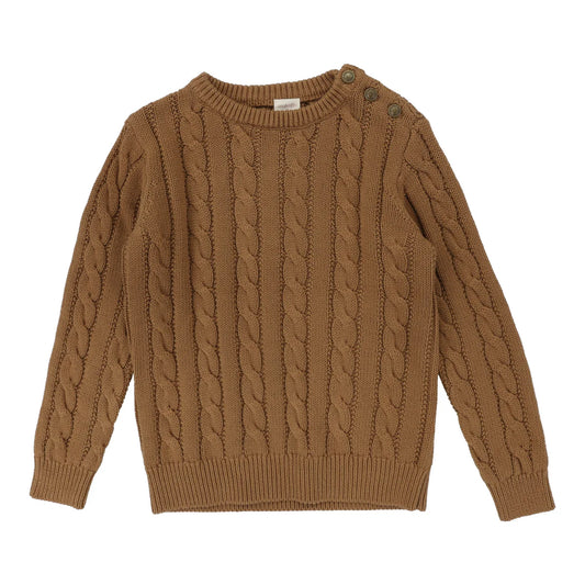 CABLE CREWNECK SWEATER- CAMEL