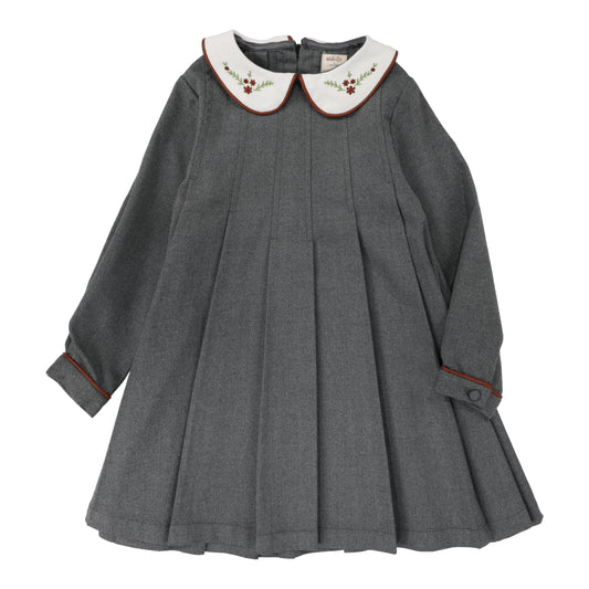 COLLAR PLEATED DRESS Dark Grey