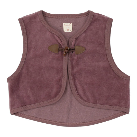 VELOUR TOGGLE VEST PLUM