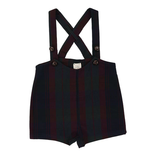 PLAID SUSPENDER SHORTS BURGUNDY PLAID