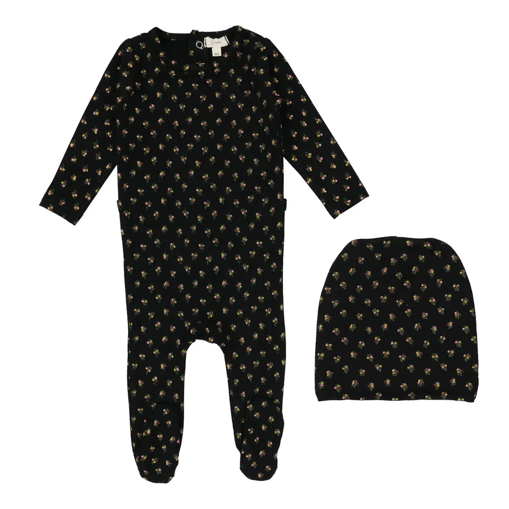 Floral Footie and Beanie - Floral