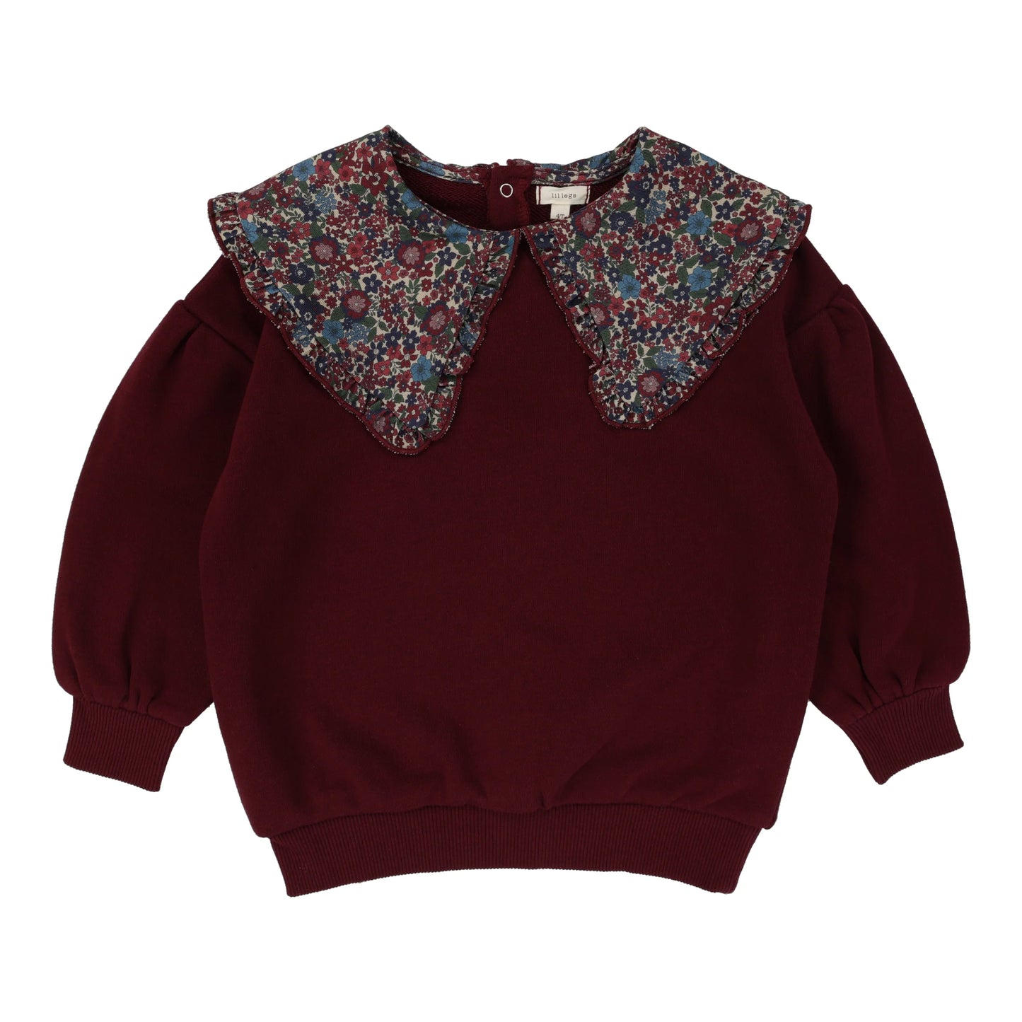 Floral Collar Sweatshirt - Burgundy