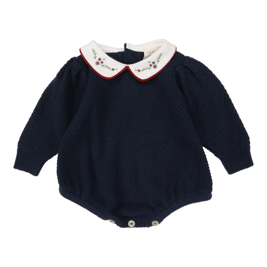 GIRLS KNIT ROMPER NAVY