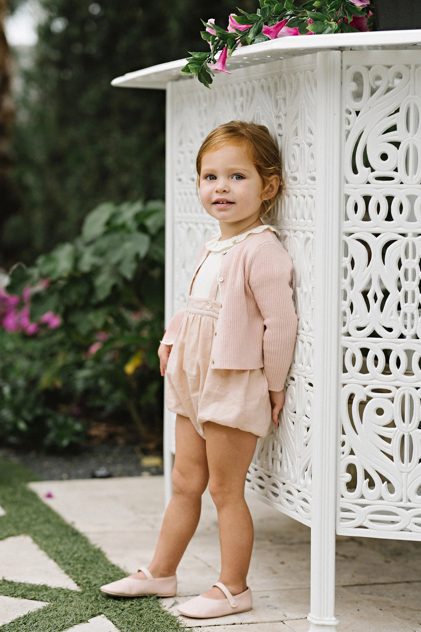 Linen Suspender Bloomers- Bud Pink