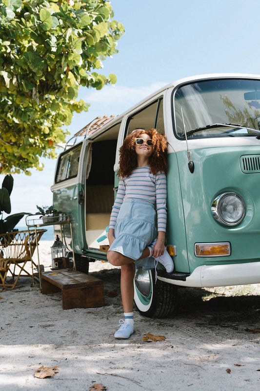 Denim Tiered Skirt- Light Wash