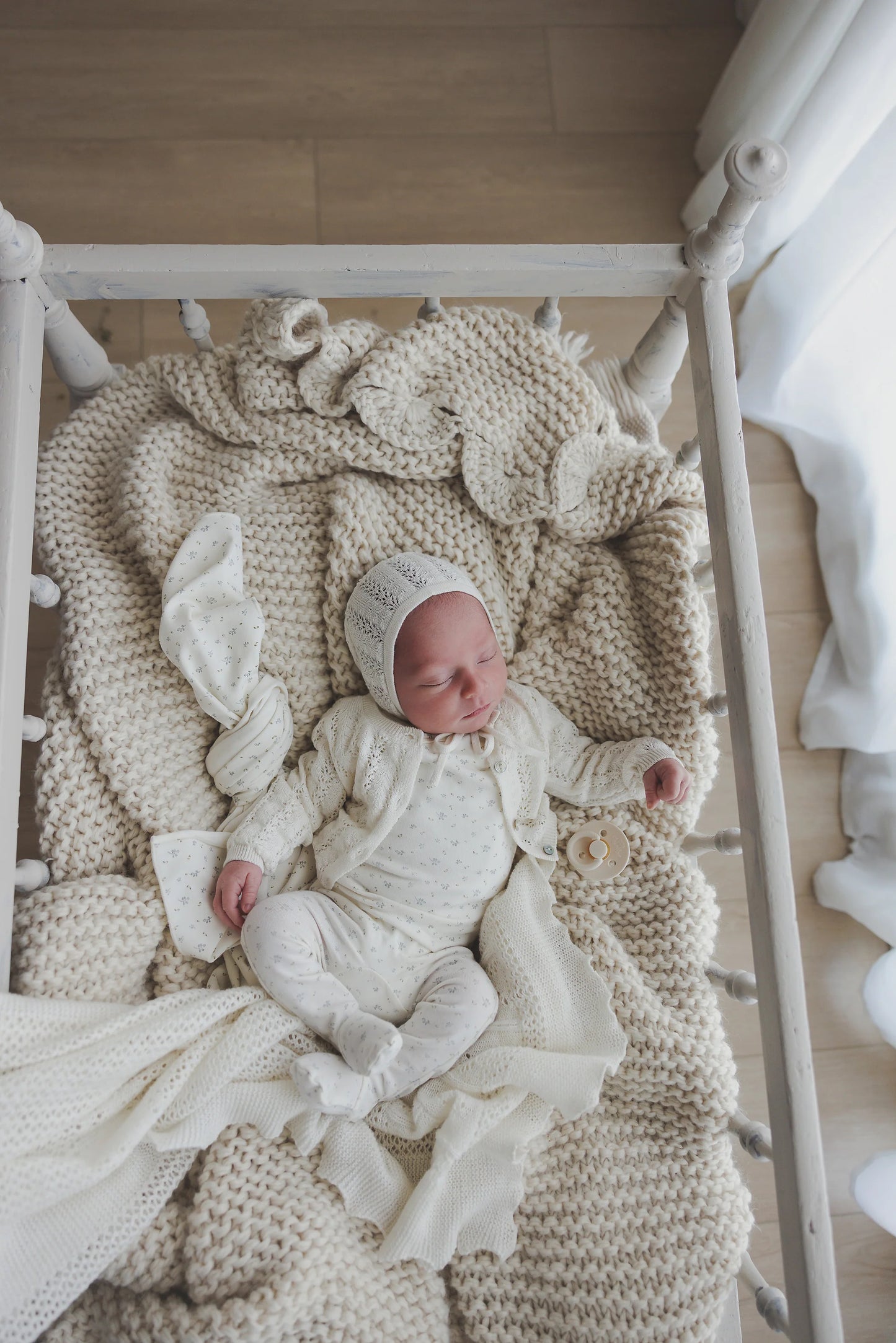 Crochet Knit Shrug - Cream