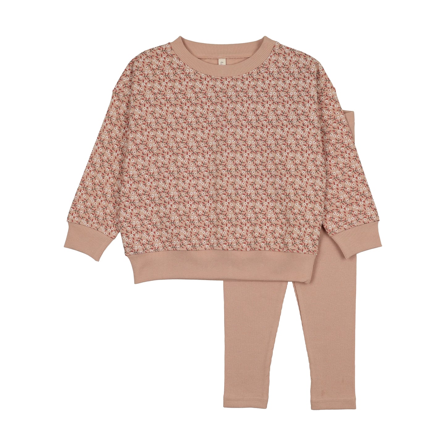 Dahlia vines toddler set- Dusty Pink