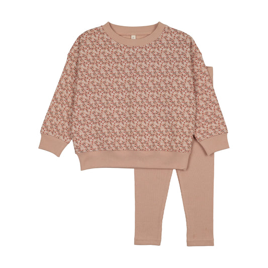 Dahlia vines toddler set- Dusty Pink
