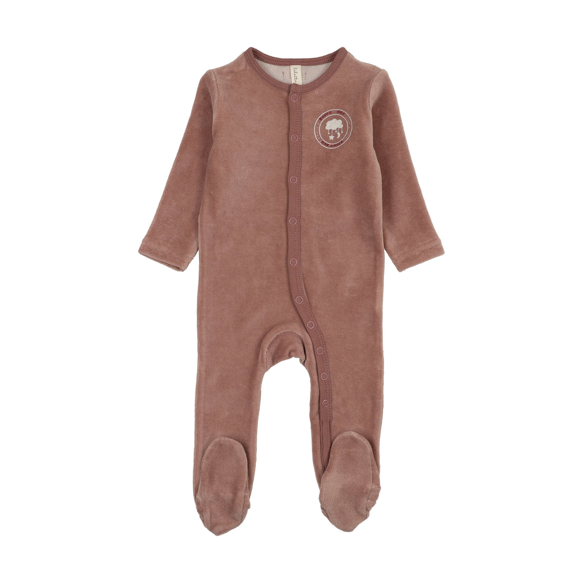 Velour snap down footie- Mauve
