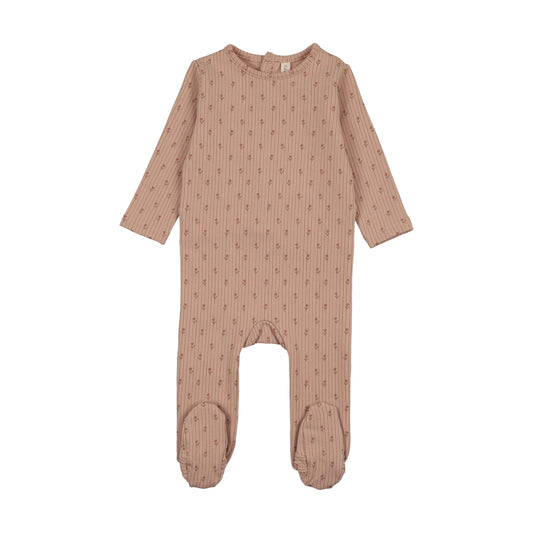 Stripe print footie- Dusty Pink