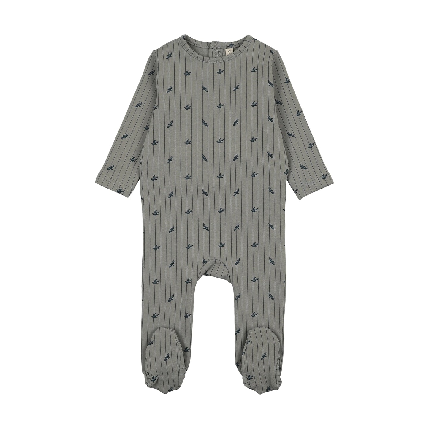 Stripe print footie- Light Blue