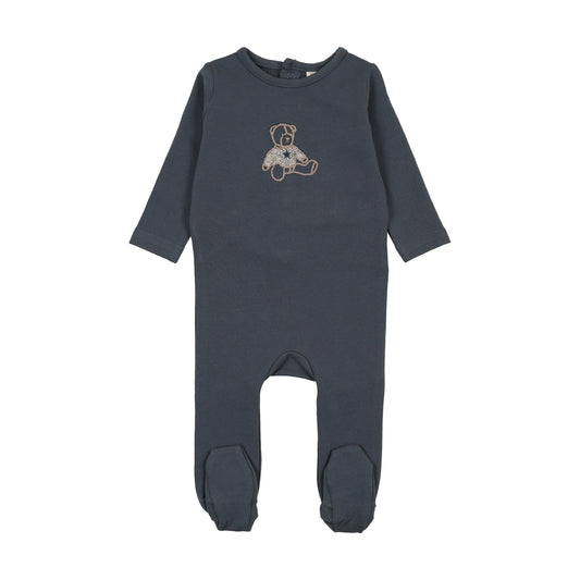 Sweet bear footie- Off Navy