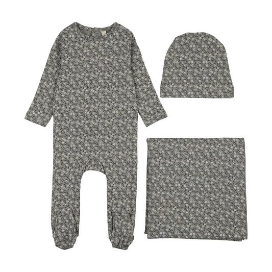 Dahlia Vines Layette Set- Light Blue