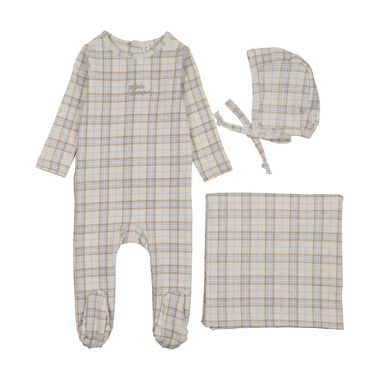 Tartan print layette set