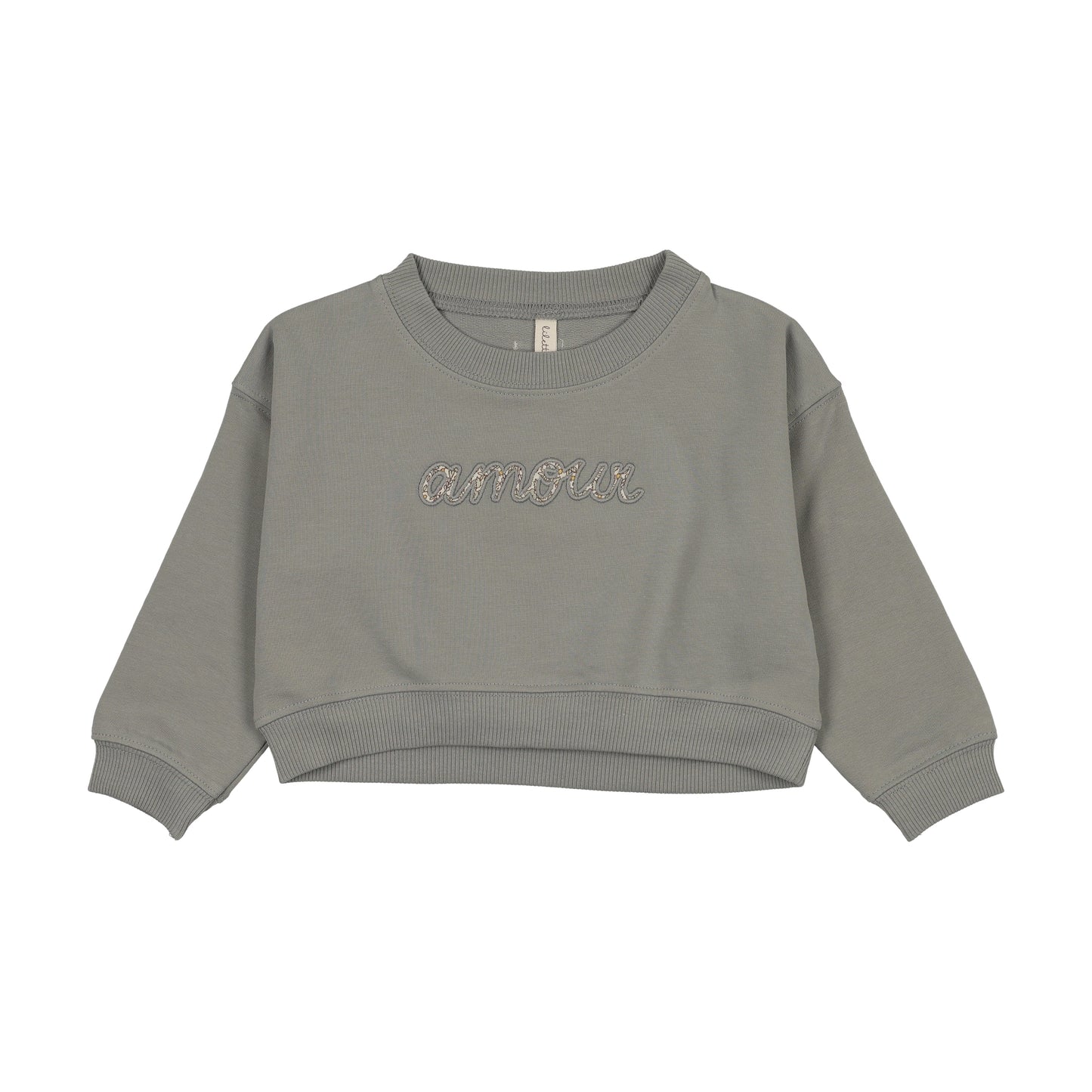 Cropped baby sweatshirt floral- Blue