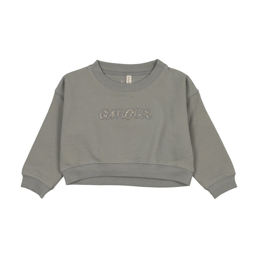 Cropped baby sweatshirt floral- Blue
