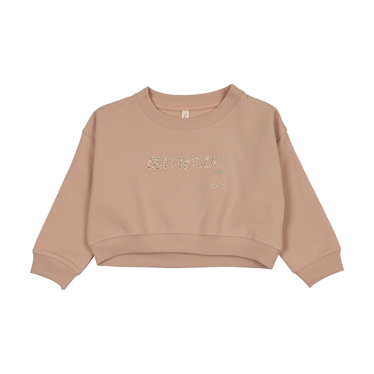 Cropped baby sweatshirt floral- Pink