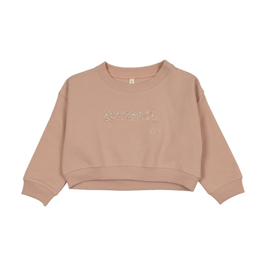Cropped baby sweatshirt floral- Pink