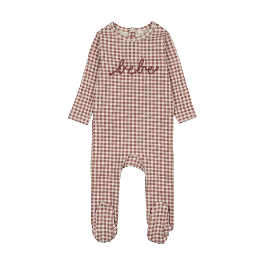 Gingham bebe footie- Mauve