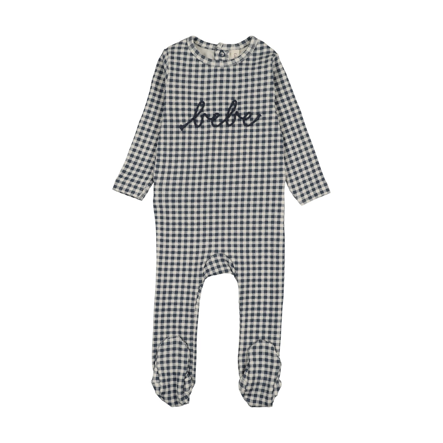 Gingham bebe footie- Off Navy