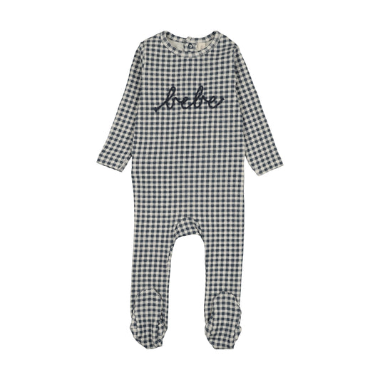 Gingham bebe footie- Off Navy