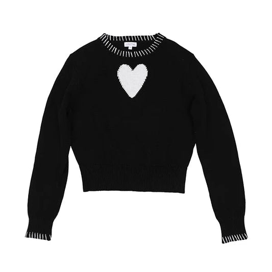 Bryn Heart Black Sweater