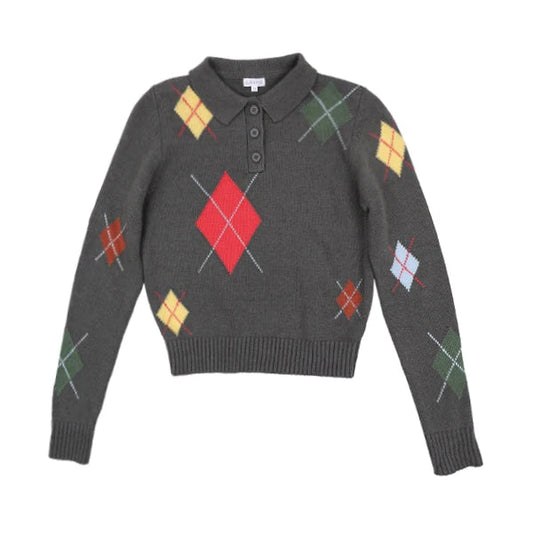 Emmy Grey Multi Argyle Sweater