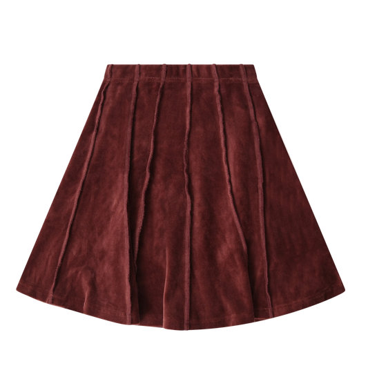 Burgundy Velour Panel Skirt