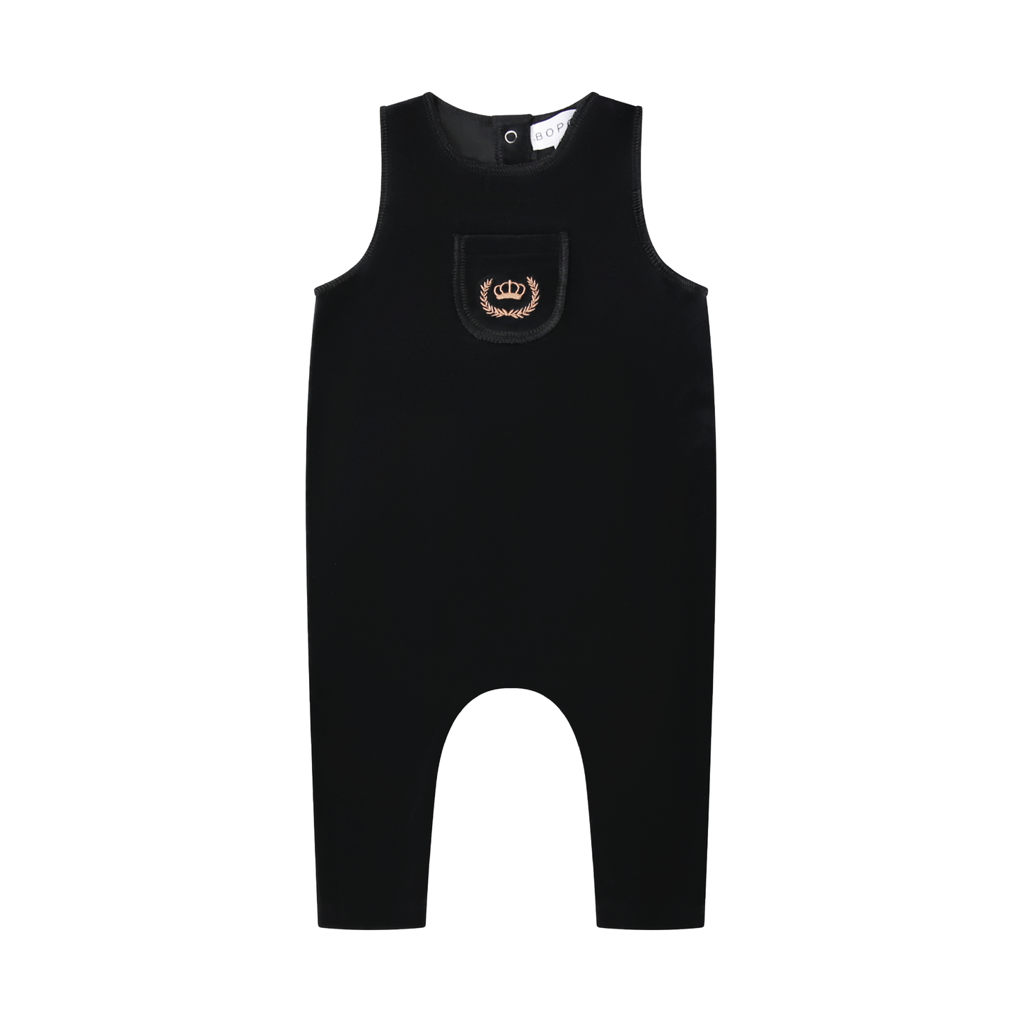 Gold Embroidered Crown Baby Overalls with mockneck
