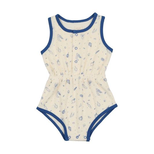 Multi Garden Romper Cream/Royal Blue