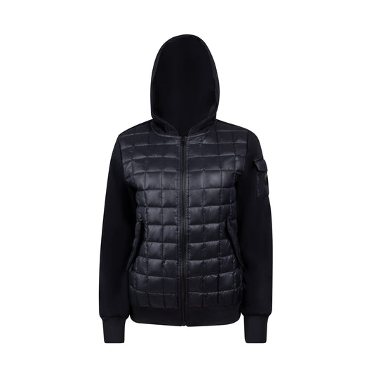 Teen Quilted Knit Jacket - Shiny Black