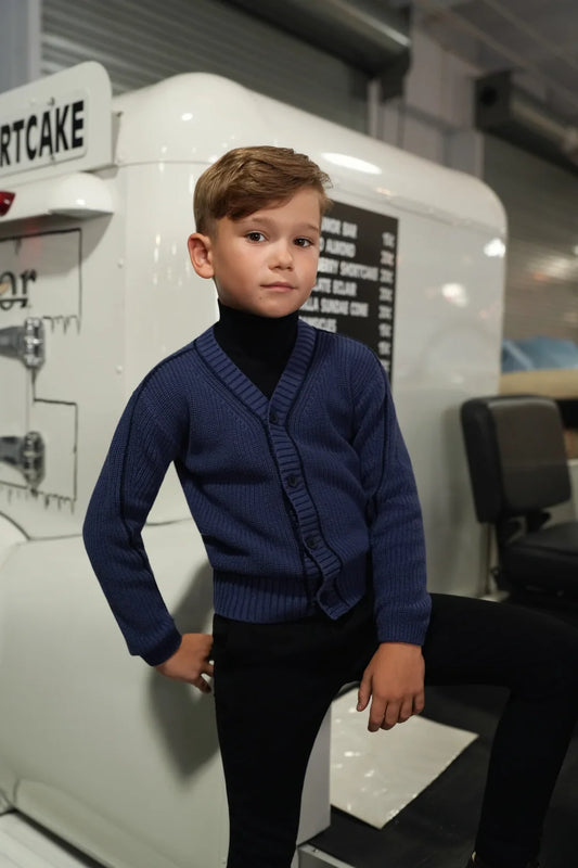 Bo Blue Piped Cardigan