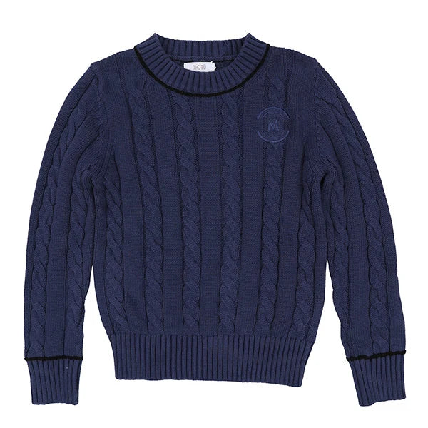 Archer Periwinkle Piped Cable Sweater