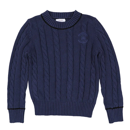 Archer Periwinkle Piped Cable Sweater
