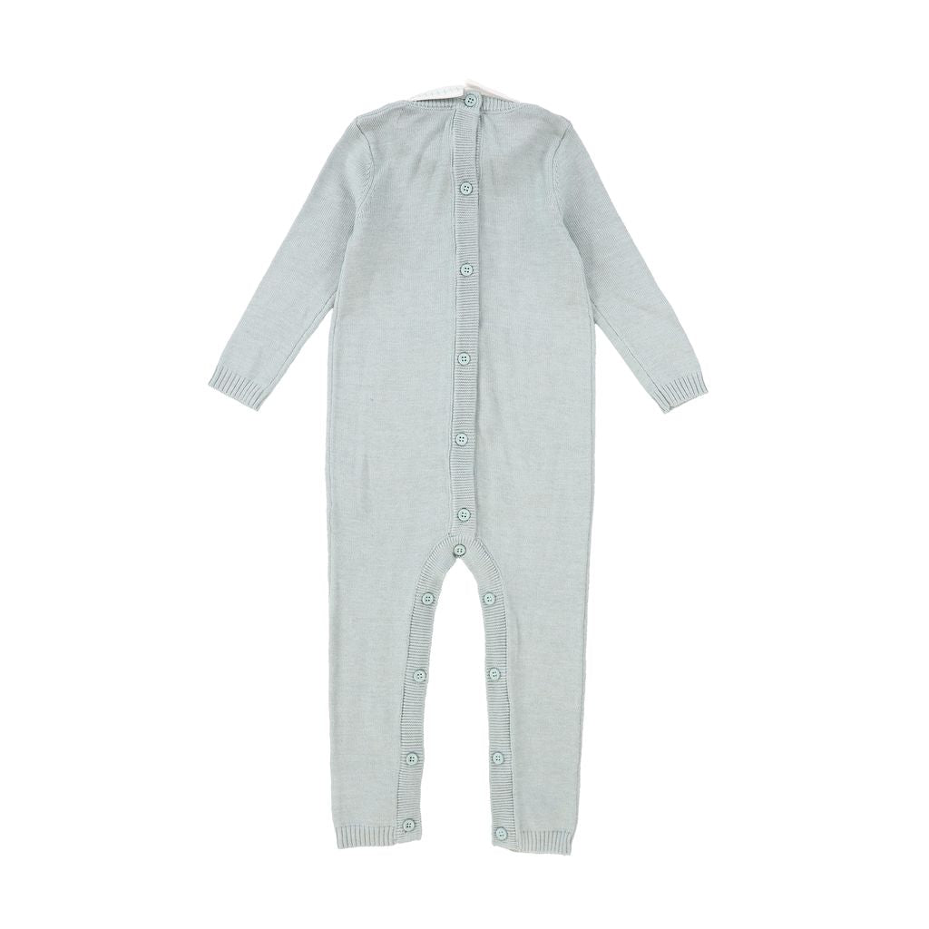 Green Knit Cable Stripe Collar Romper