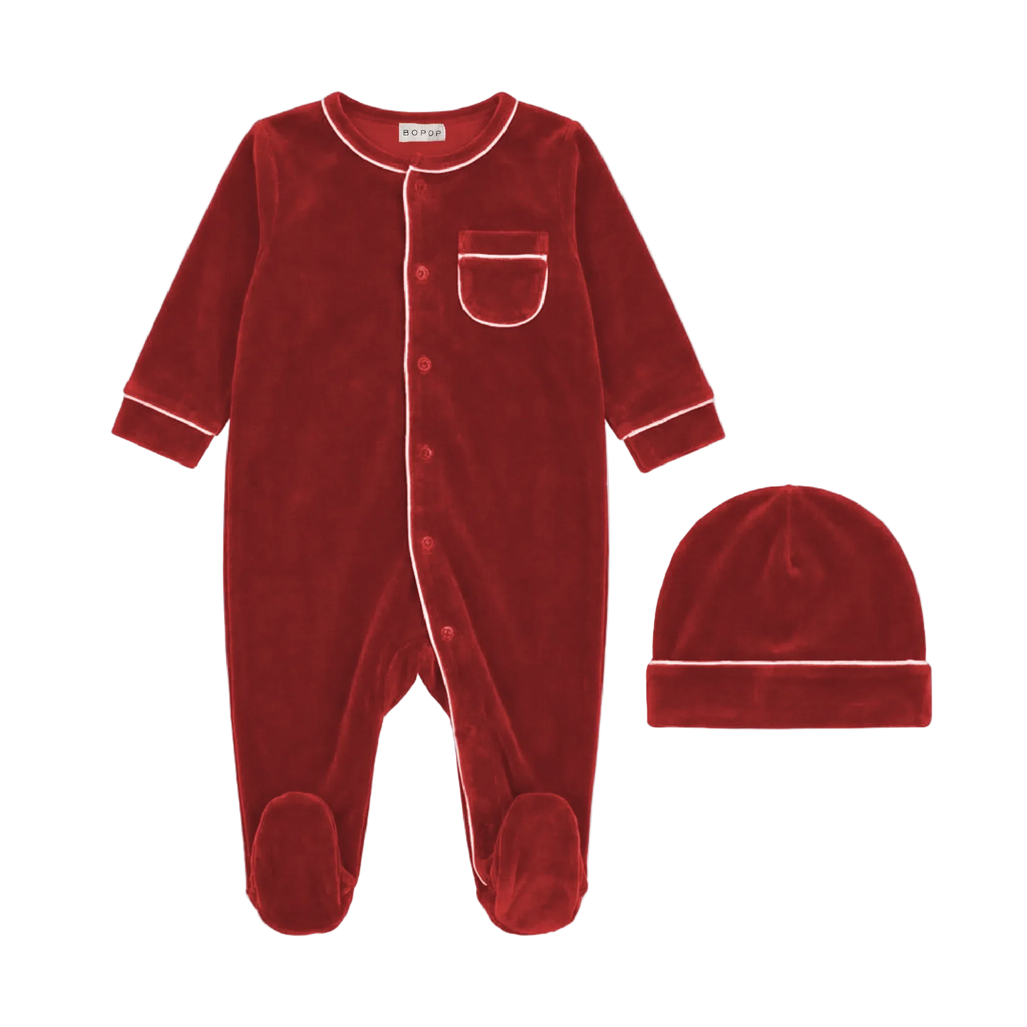 Wine Velour Footie