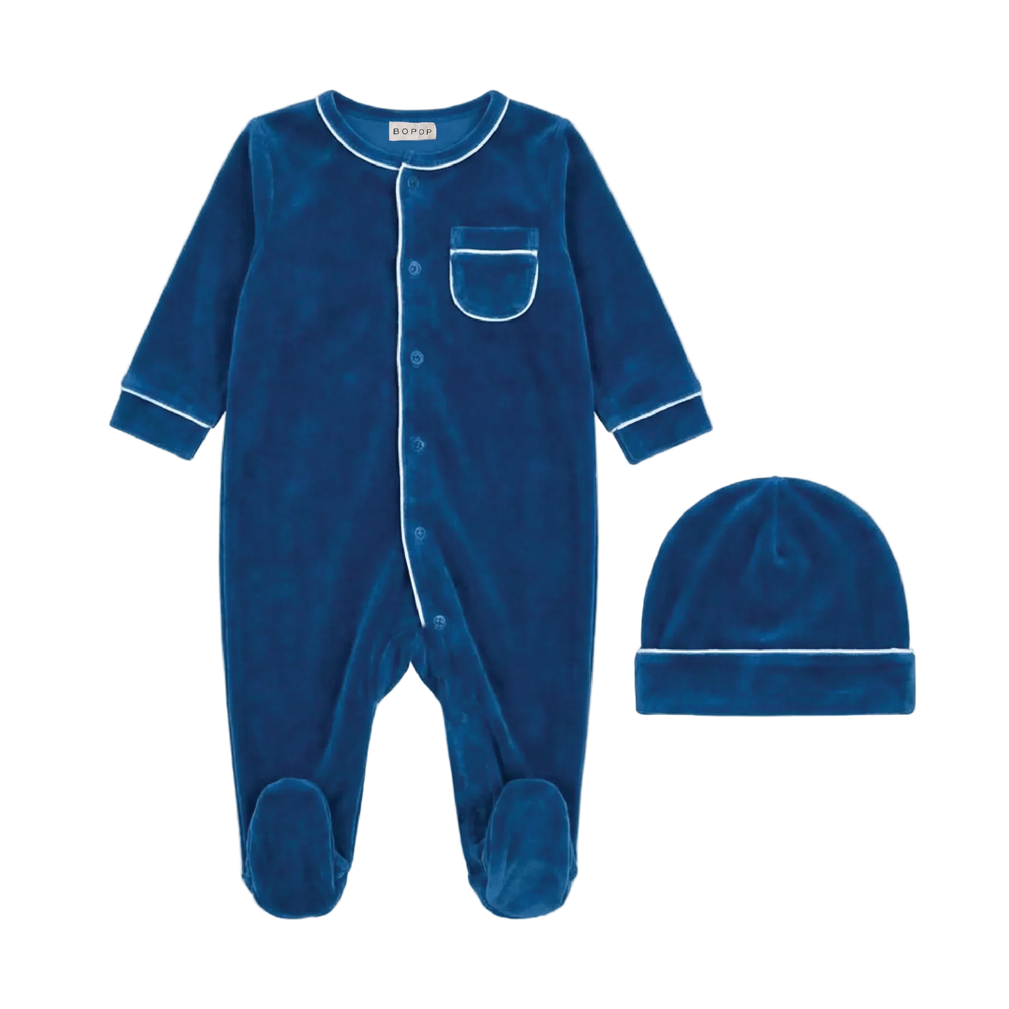 Blue Velour Footie