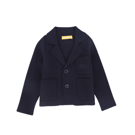 Piped Knit Blazer- Navy