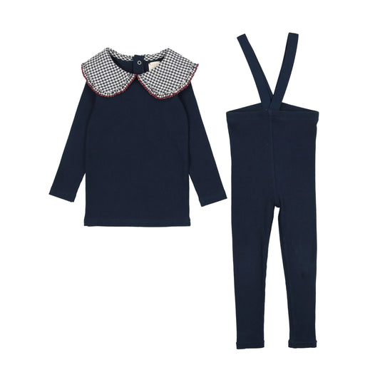 Oversize Collar Tee Set - Navy