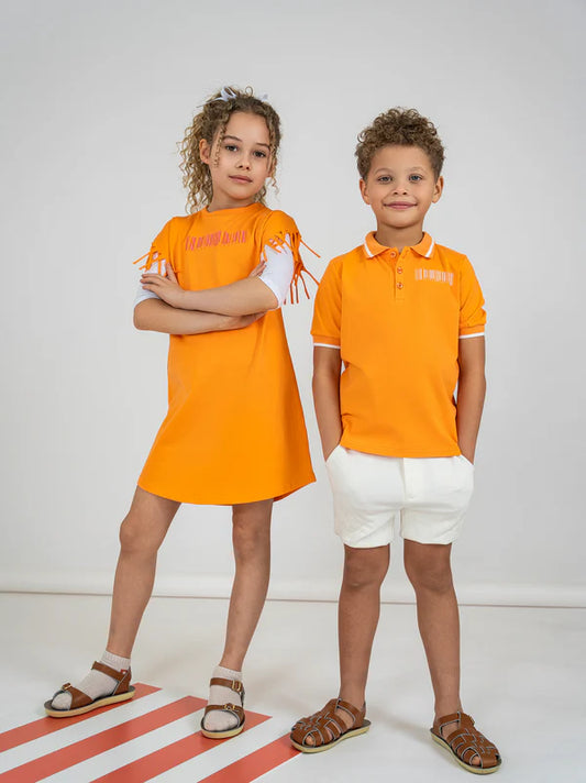 Barcode Print SS Polo- Orange