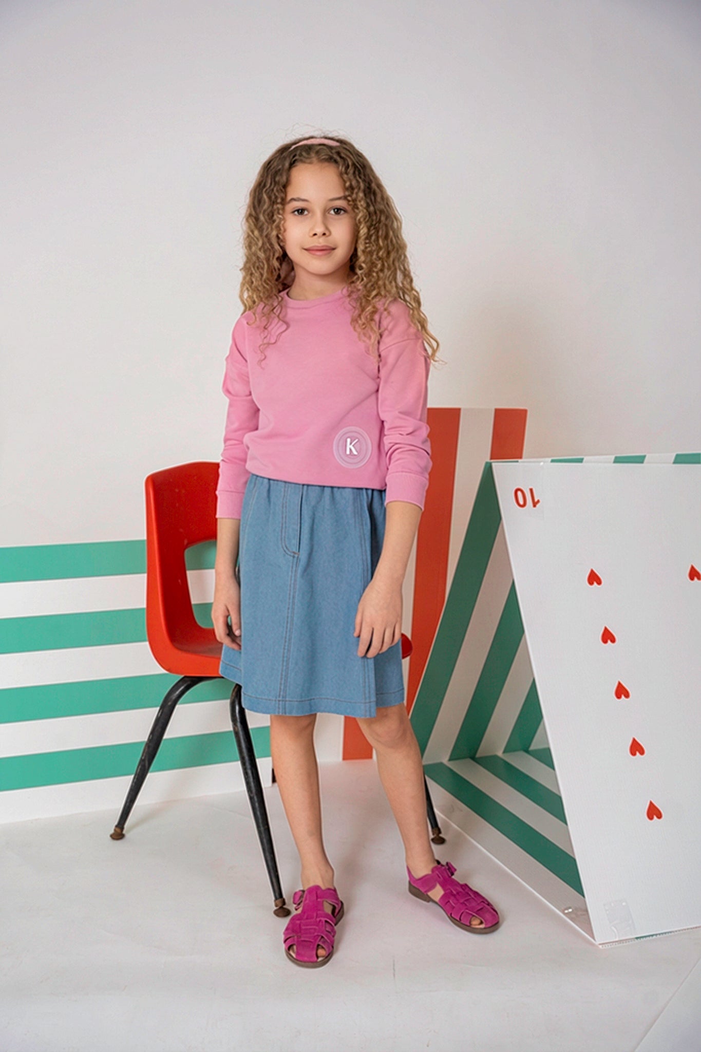 Pink Embossed Rubber K Sweatshirt
