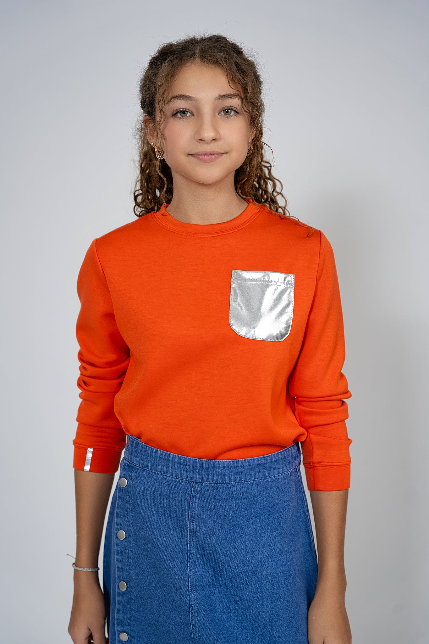 Orange Top with Metallic Pocket