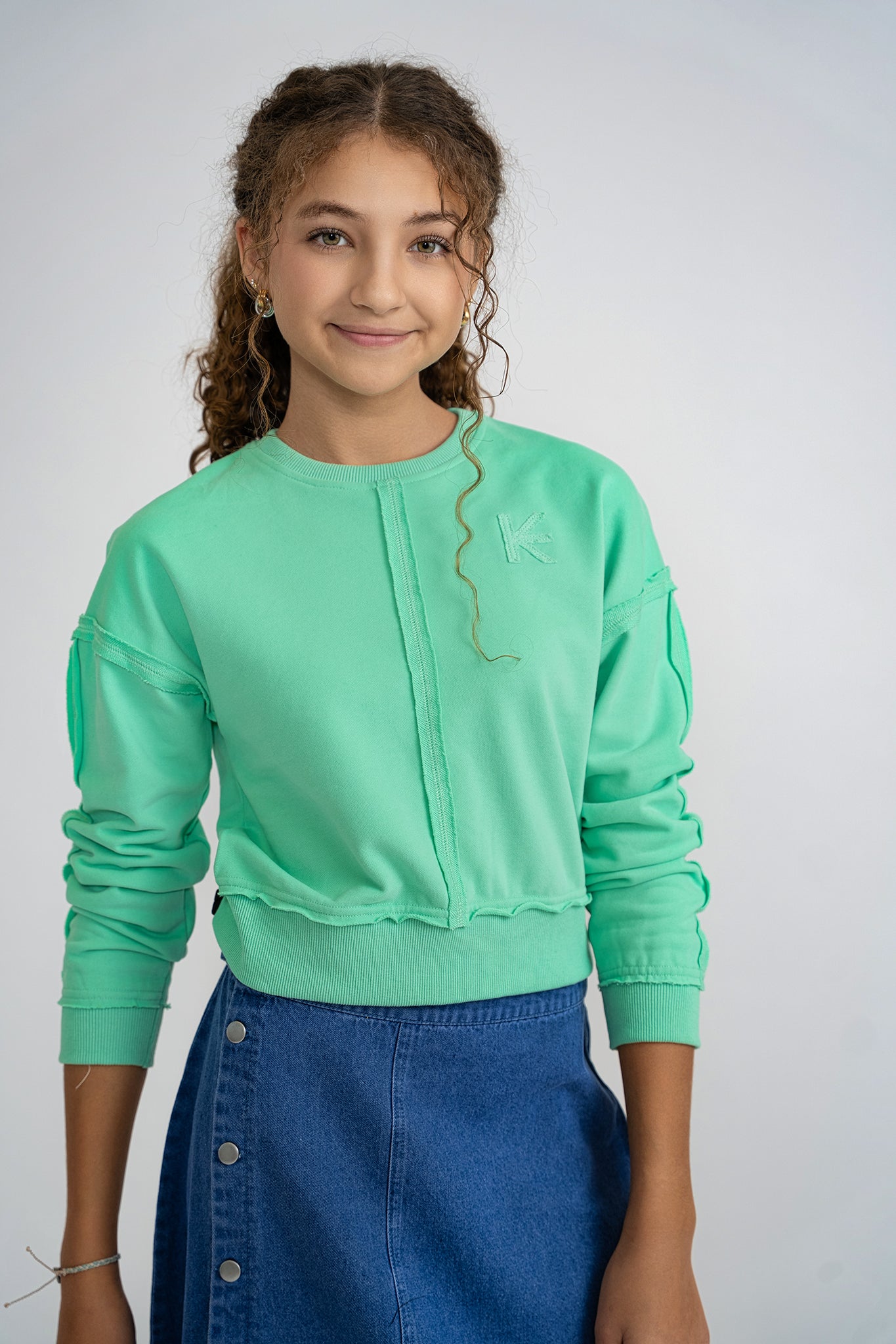 Raw Edged Mint Sweatshirt